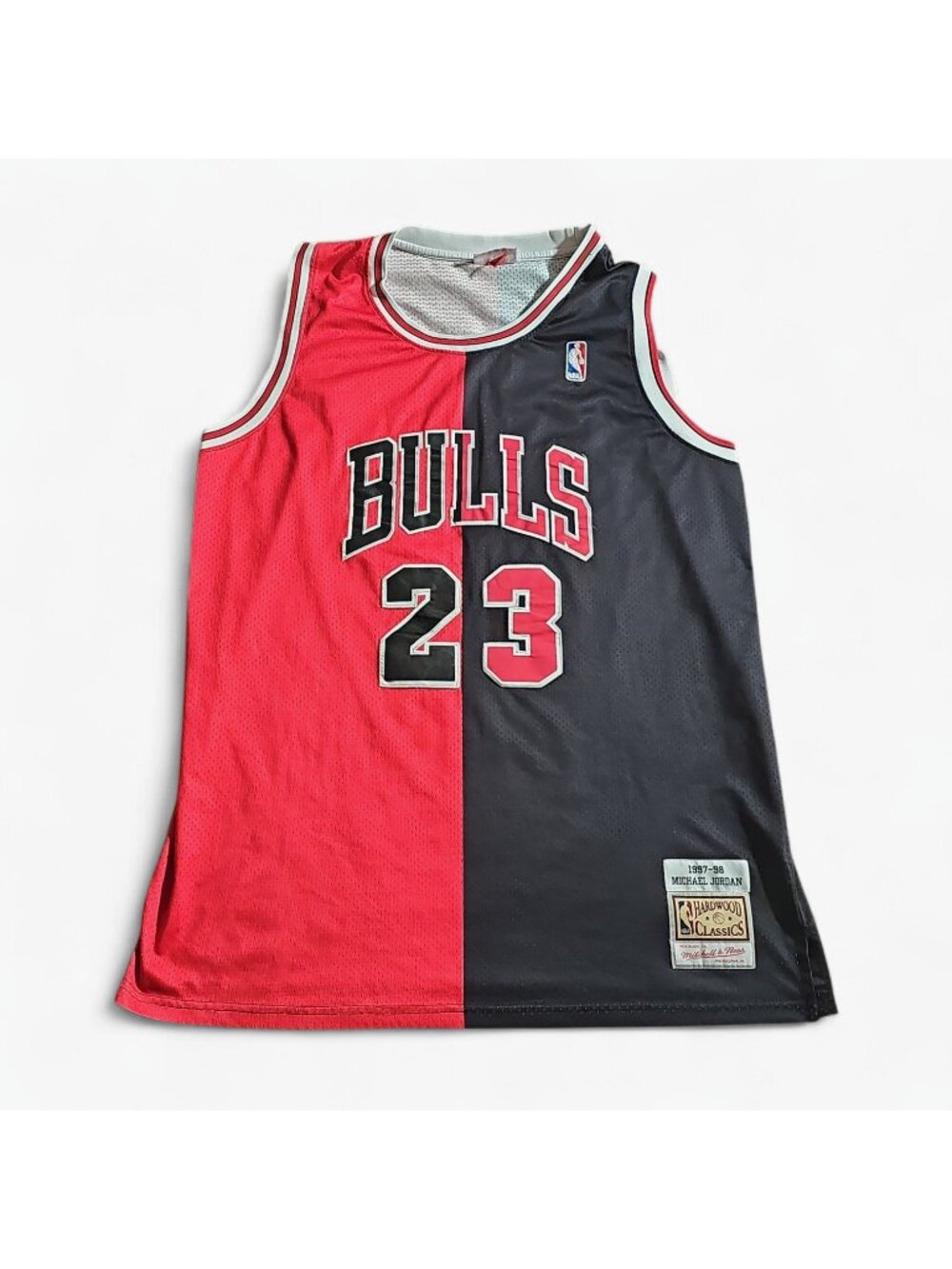 Chicago Bulls Michael Jordan # 23 Split Jersey Red Black Mitchel & Ness Size 2XL